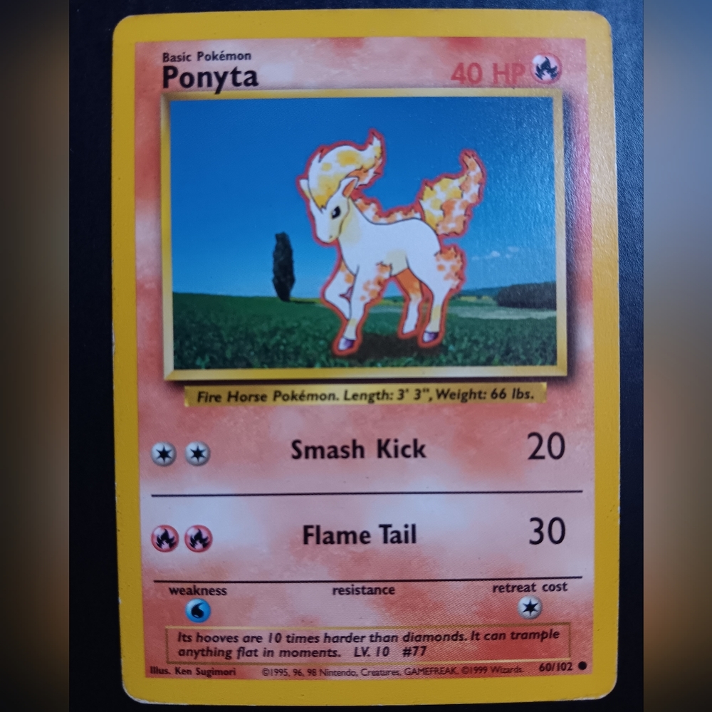 Ponyta Pokemon Card - Base Set - NO. 60/102 Common Non-Holo